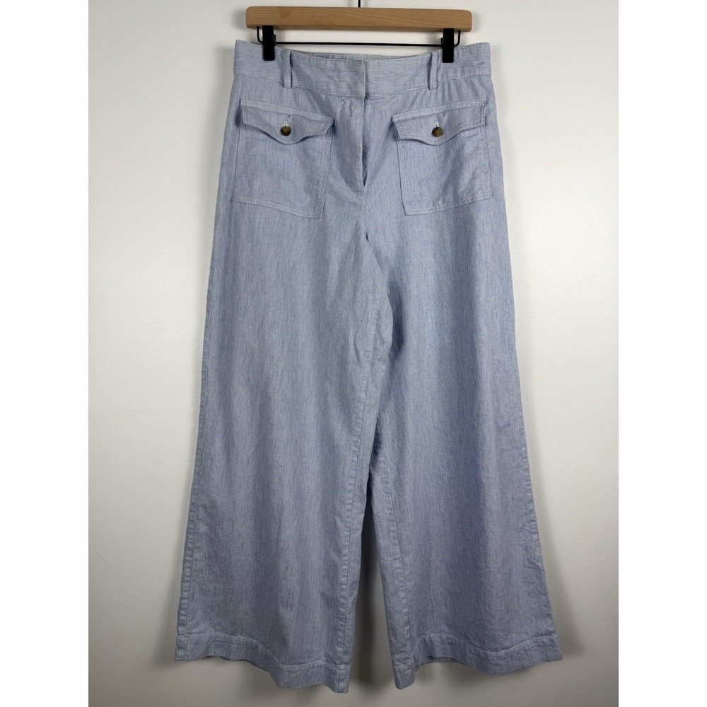 Loft Womens 12 The Palmer Wide Leg Pants High Rise Linen Cotton Chore Coastal